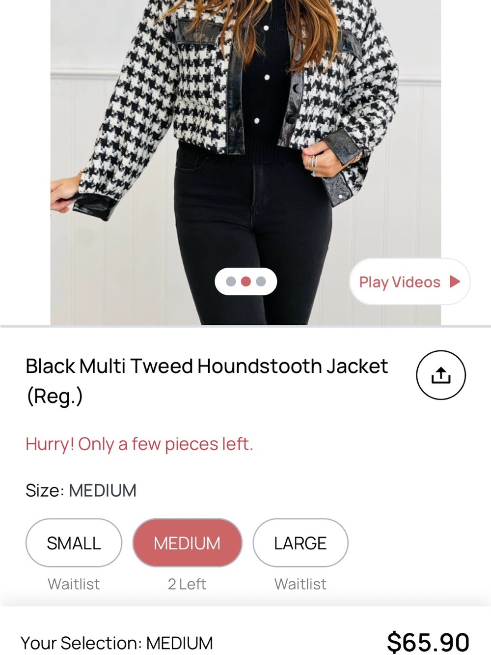 Black Multi Tweed Houndstooth Jacket - Classic Cropped Coat